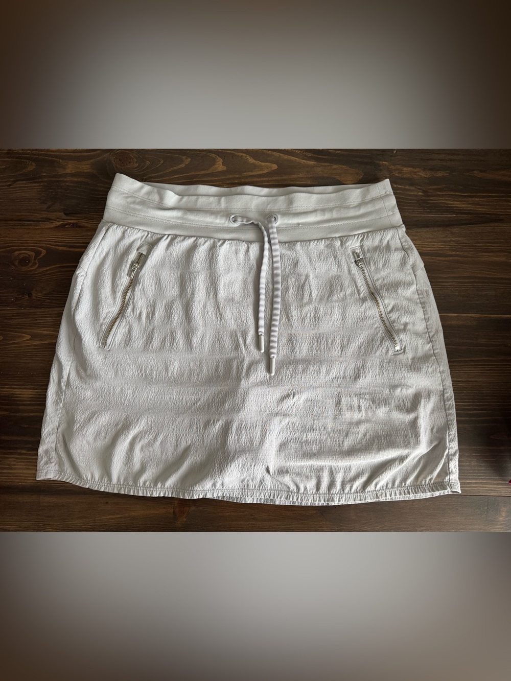 Athleta White Drawstring Skort with Zip Pockets
